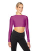 Solid Lycra LS Keyhole Back Crop Top
