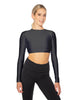 Solid Lycra LS Keyhole Back Crop Top