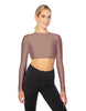 Solid Lycra LS Keyhole Back Crop Top