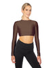 Solid Lycra LS Keyhole Back Crop Top