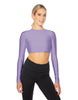 Solid Lycra LS Keyhole Back Crop Top