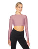Solid Lycra LS Keyhole Back Crop Top