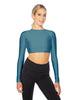 Solid Lycra LS Keyhole Back Crop Top