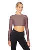 Solid Lycra LS Keyhole Back Crop Top
