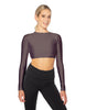 Solid Lycra LS Keyhole Back Crop Top