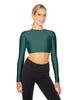 Solid Lycra LS Keyhole Back Crop Top