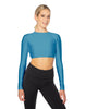 Solid Lycra LS Keyhole Back Crop Top