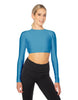 Solid Lycra LS Keyhole Back Crop Top