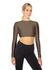 Solid Lycra LS Keyhole Back Crop Top