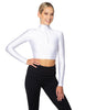 Solid Lycra LS Tneck Zipper Front Crop Top