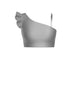 Solid Lycra One Shoulder Crop Top With Gather Sleeve