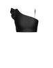 Solid Lycra One Shoulder Crop Top With Gather Sleeve