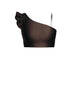 Solid Lycra One Shoulder Crop Top With Gather Sleeve