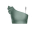 Solid Lycra One Shoulder Crop Top With Gather Sleeve