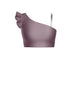 Solid Lycra One Shoulder Crop Top With Gather Sleeve
