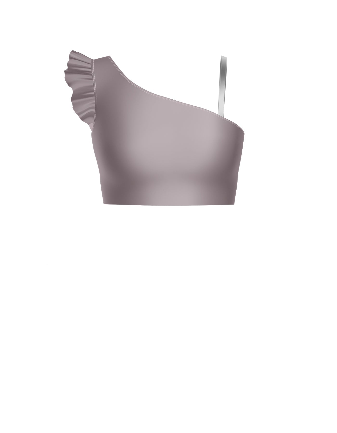 Solid Lycra One Shoulder Crop Top With Gather Sleeve