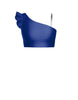 Solid Lycra One Shoulder Crop Top With Gather Sleeve