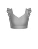 Solid Lycra Sweetheart Crop Top Gather Sleeve