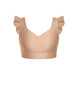 Solid Lycra Sweetheart Crop Top Gather Sleeve