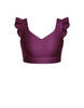 Solid Lycra Sweetheart Crop Top Gather Sleeve