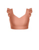 Solid Lycra Sweetheart Crop Top Gather Sleeve