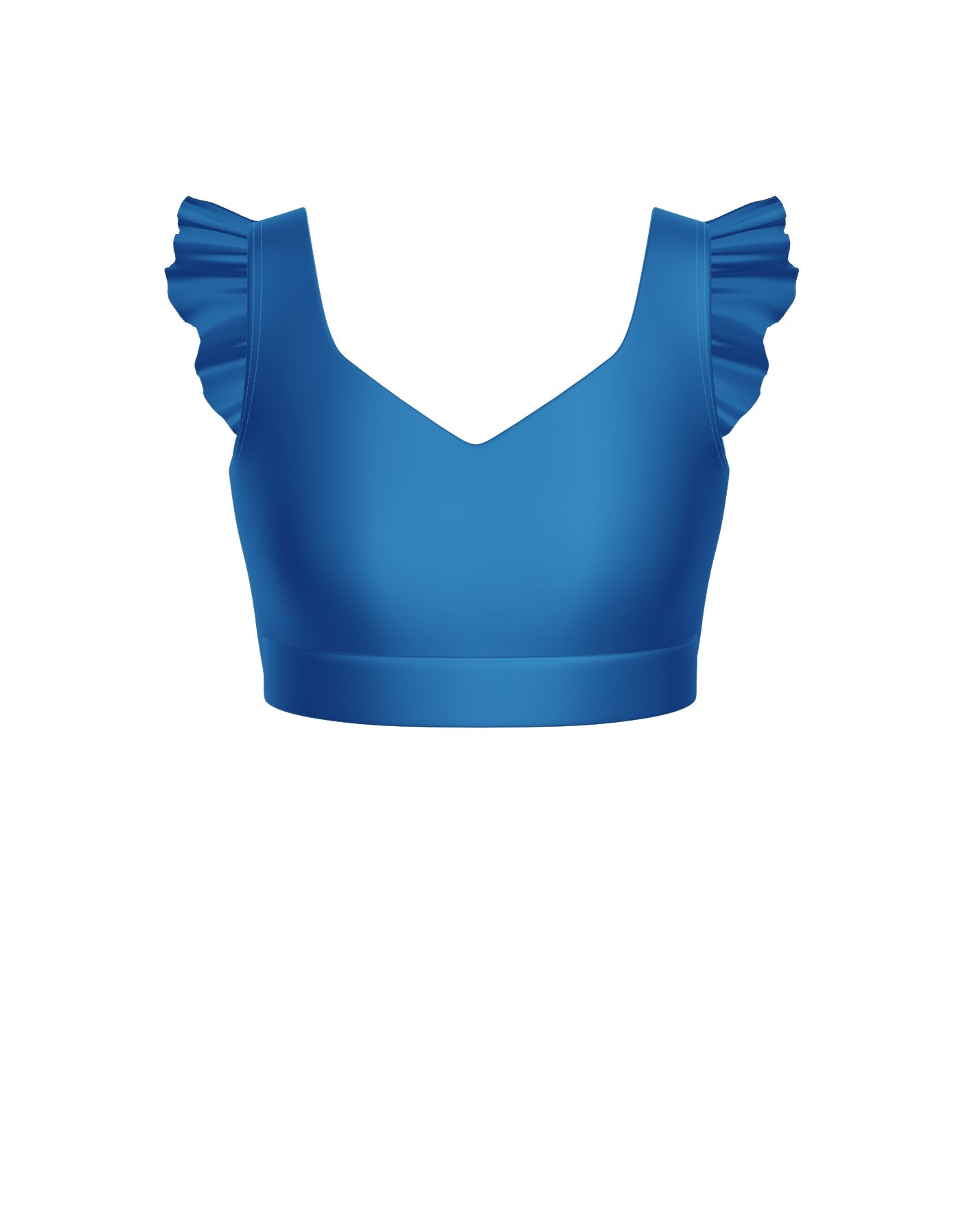 Solid Lycra Sweetheart Crop Top Gather Sleeve