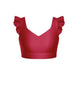 Solid Lycra Sweetheart Crop Top Gather Sleeve