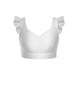 Solid Lycra Sweetheart Crop Top Gather Sleeve