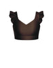 Solid Lycra Sweetheart Crop Top Gather Sleeve