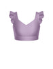 Solid Lycra Sweetheart Crop Top Gather Sleeve