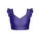 Solid Lycra Sweetheart Crop Top Gather Sleeve