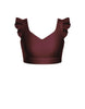 Solid Lycra Sweetheart Crop Top Gather Sleeve