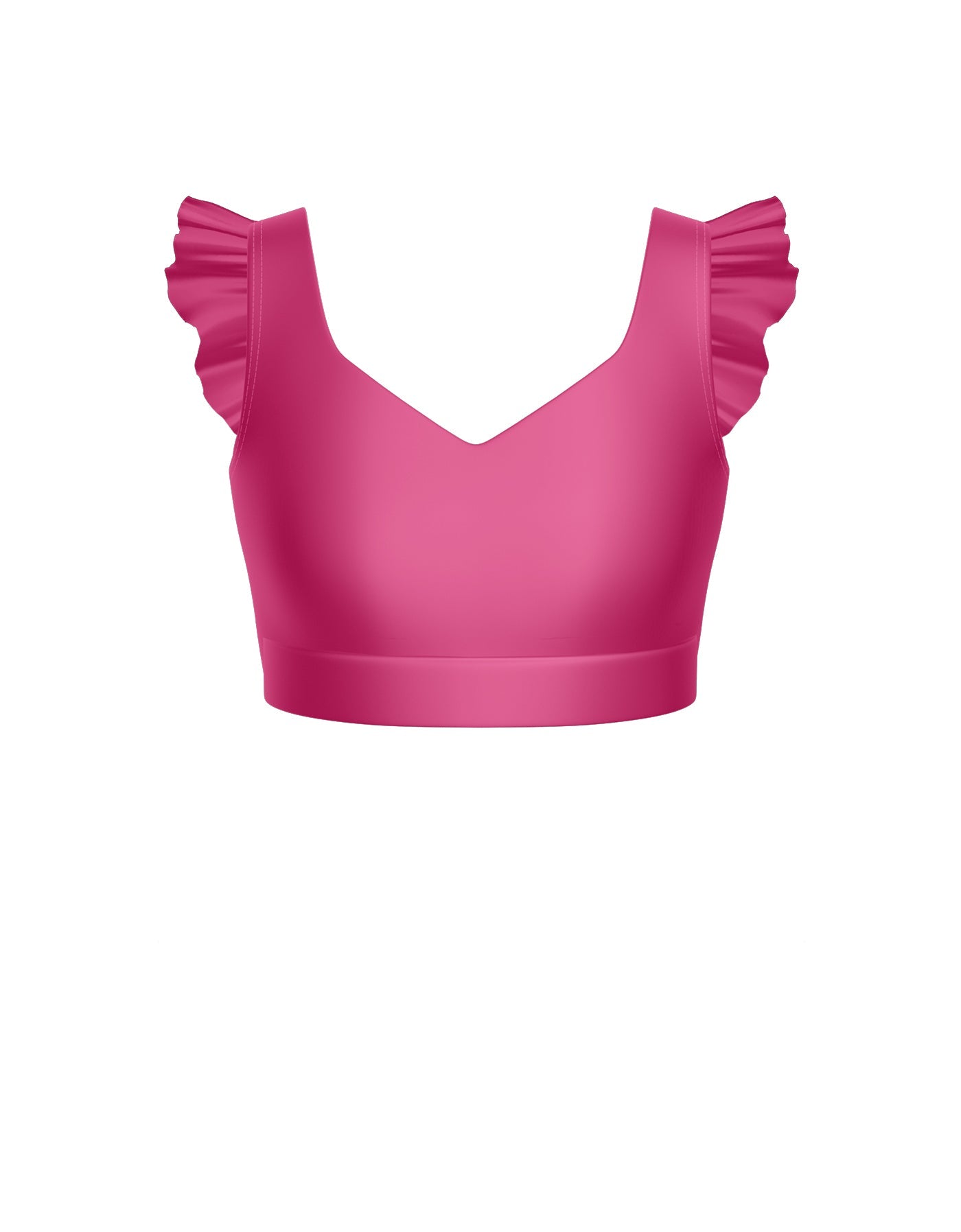 Solid Lycra Sweetheart Crop Top Gather Sleeve
