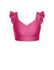 Solid Lycra Sweetheart Crop Top Gather Sleeve