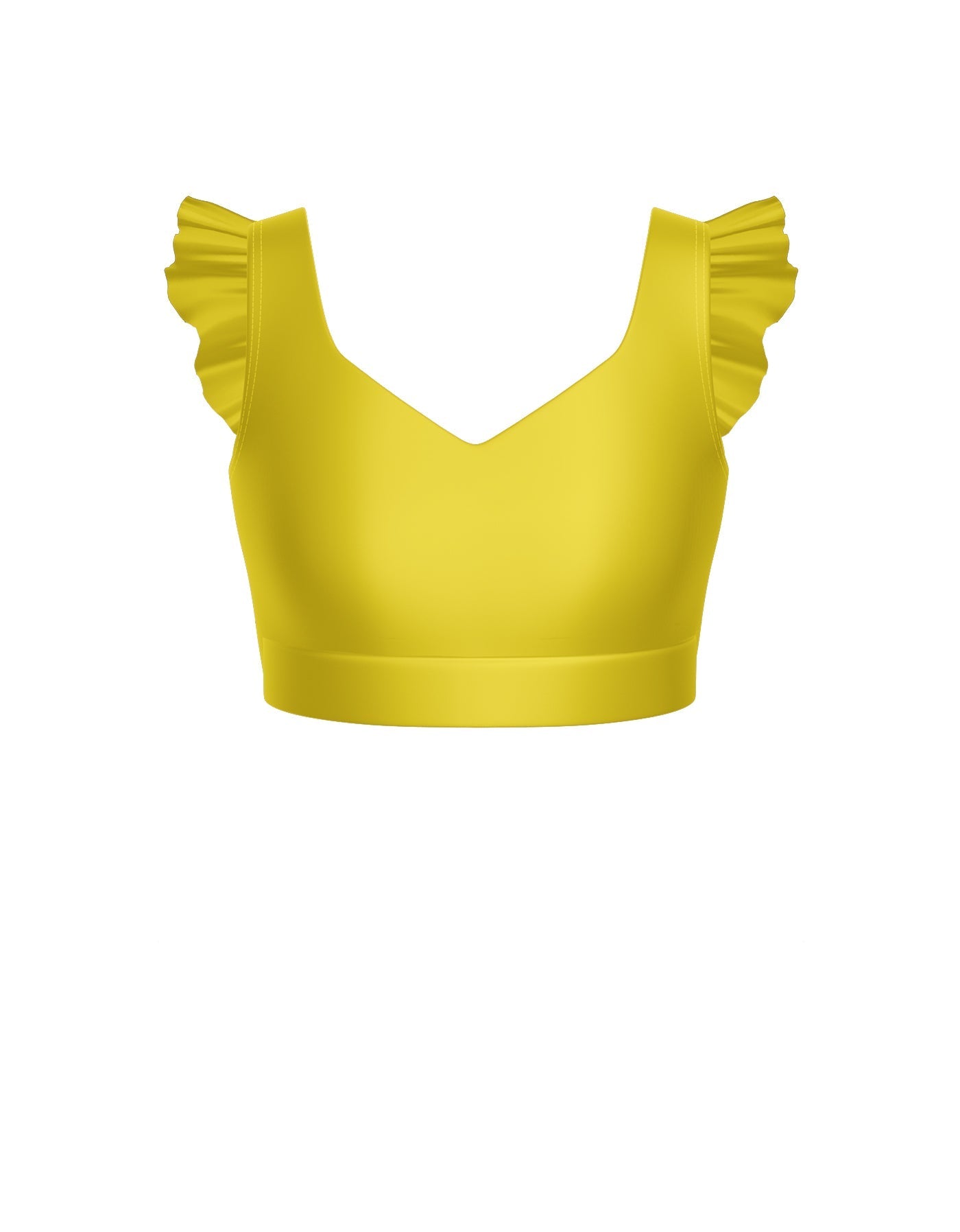 Solid Lycra Sweetheart Crop Top Gather Sleeve