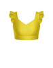 Solid Lycra Sweetheart Crop Top Gather Sleeve