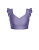 Solid Lycra Sweetheart Crop Top Gather Sleeve