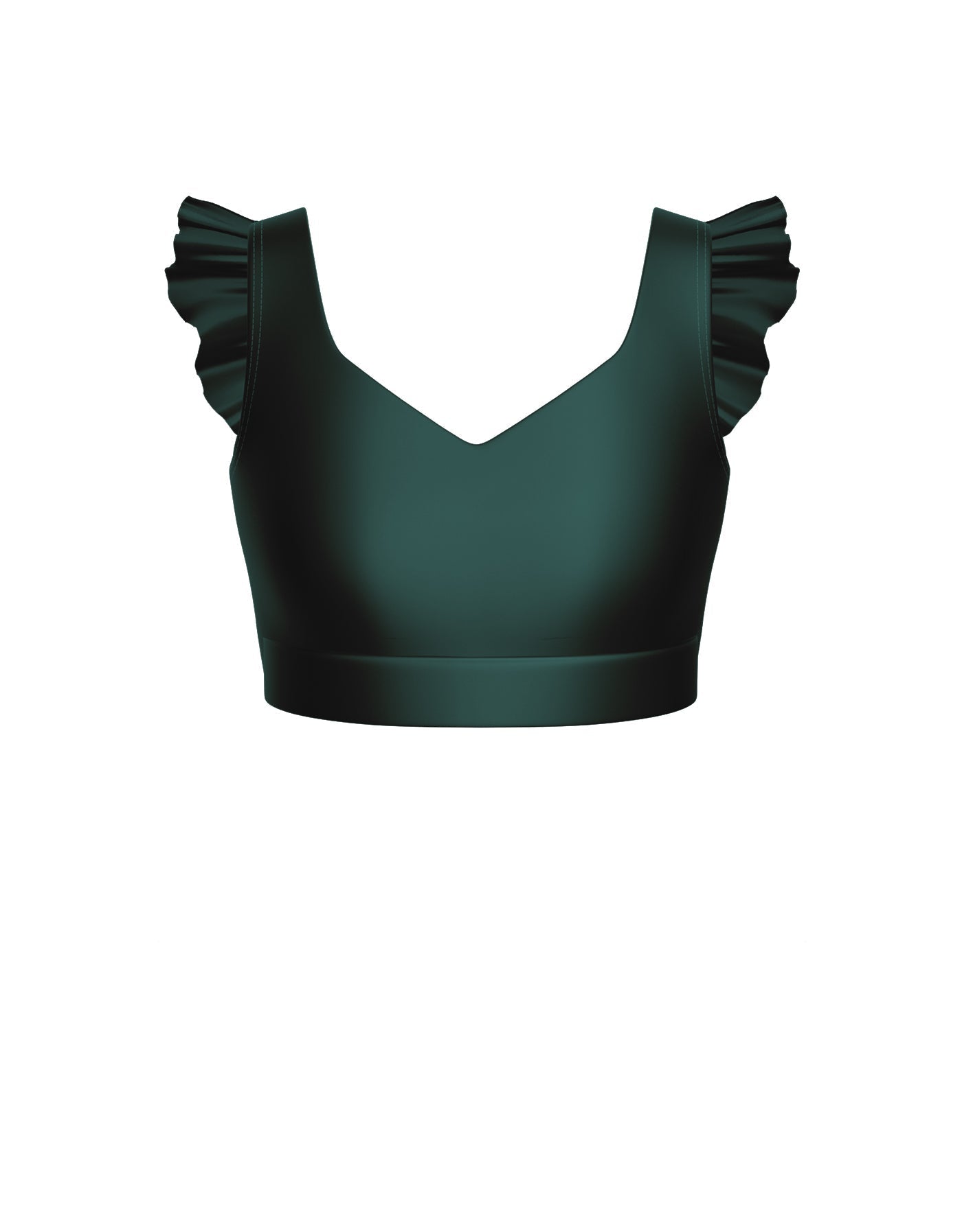 Solid Lycra Sweetheart Crop Top Gather Sleeve