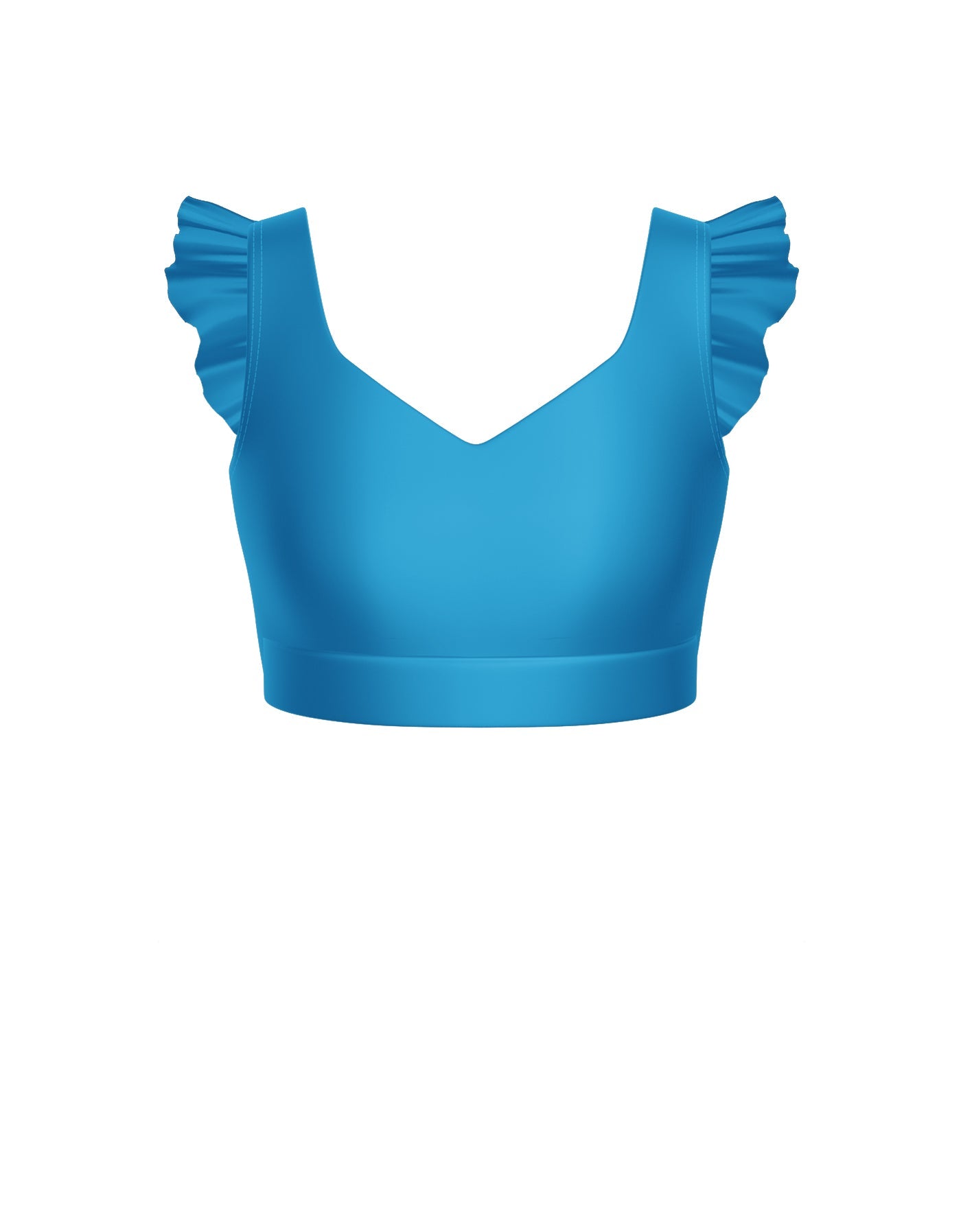 Solid Lycra Sweetheart Crop Top Gather Sleeve
