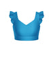 Solid Lycra Sweetheart Crop Top Gather Sleeve