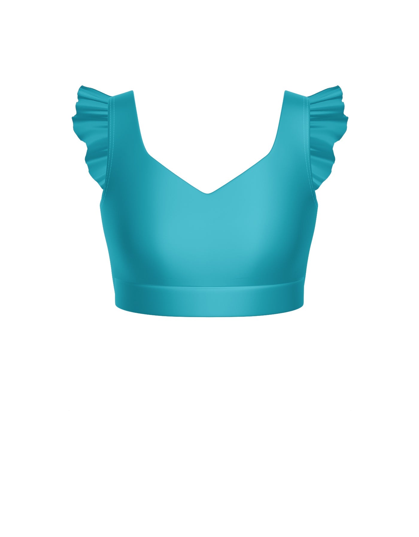 Solid Lycra Sweetheart Crop Top Gather Sleeve