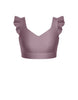 Solid Lycra Sweetheart Crop Top Gather Sleeve