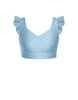 Solid Lycra Sweetheart Crop Top Gather Sleeve