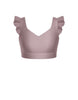 Solid Lycra Sweetheart Crop Top Gather Sleeve