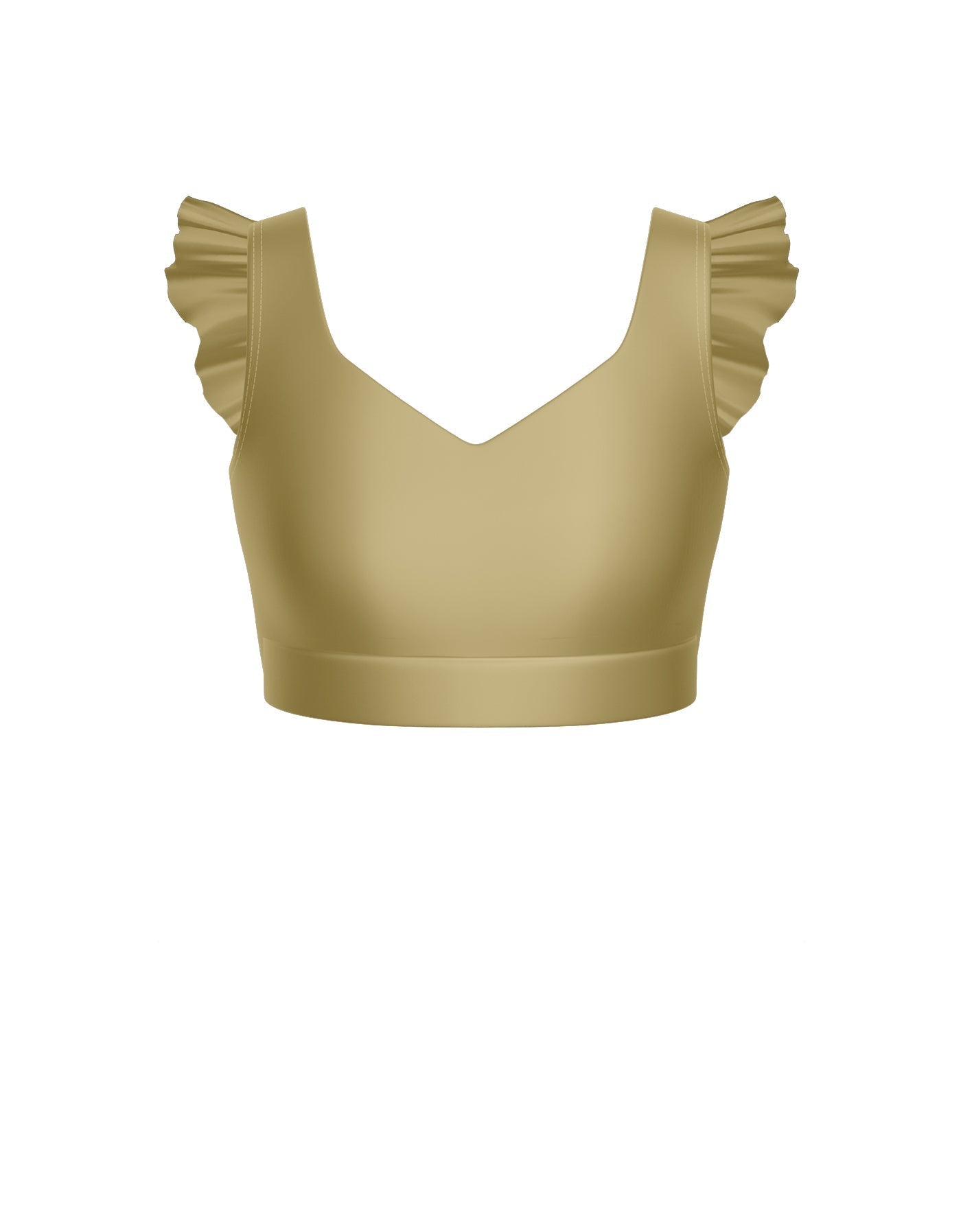 Solid Lycra Sweetheart Crop Top Gather Sleeve