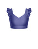 Solid Lycra Sweetheart Crop Top Gather Sleeve