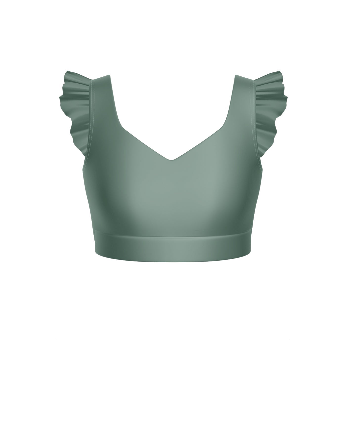 Solid Lycra Sweetheart Crop Top Gather Sleeve