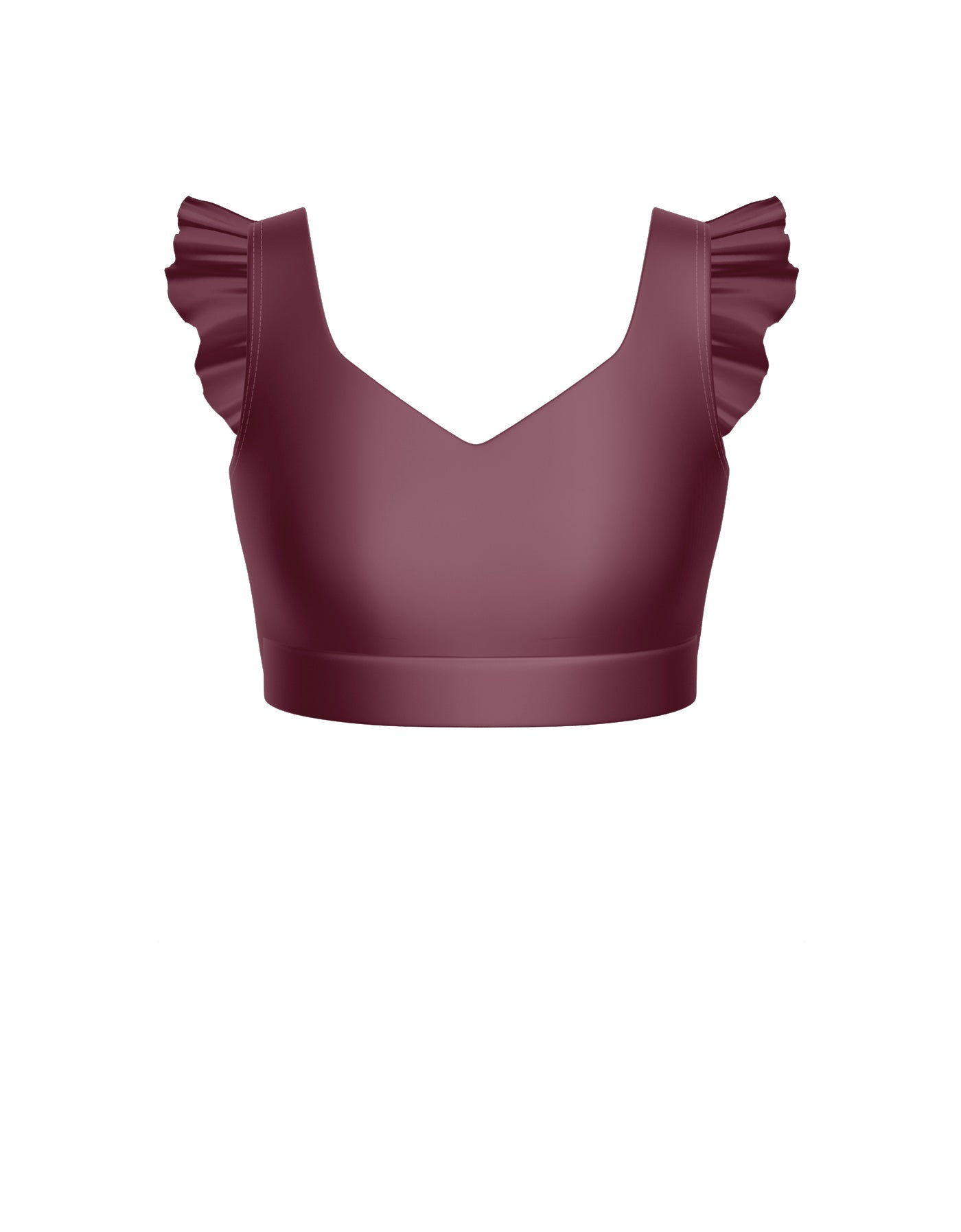 Solid Lycra Sweetheart Crop Top Gather Sleeve