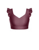 Solid Lycra Sweetheart Crop Top Gather Sleeve