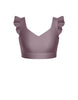 Solid Lycra Sweetheart Crop Top Gather Sleeve